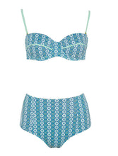 Load image into Gallery viewer, Vintage High Waist Bikini - Blue Evil Eyes