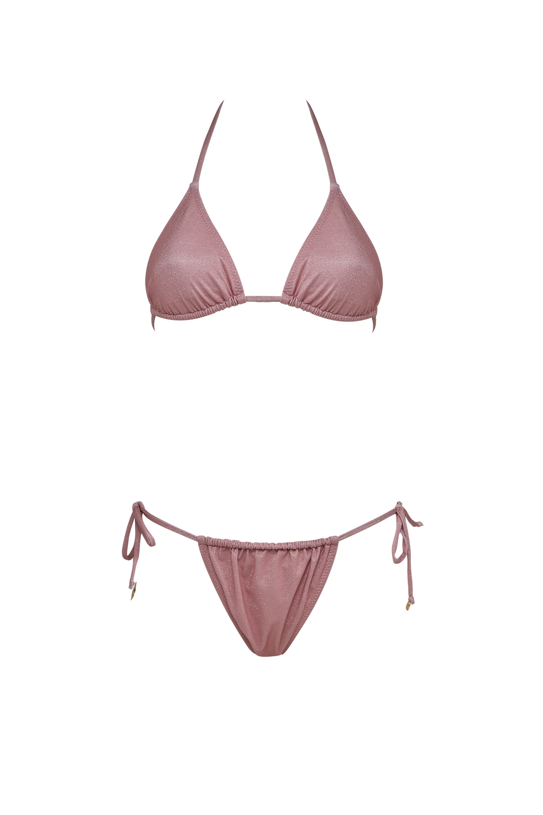 Pink Lurex Triangle Bikini