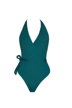 Load image into Gallery viewer, Emerald Halter Wrap Swimsuit
