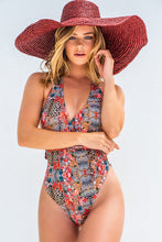 Load image into Gallery viewer, Animal Print Halter Wrap Swimsuit
