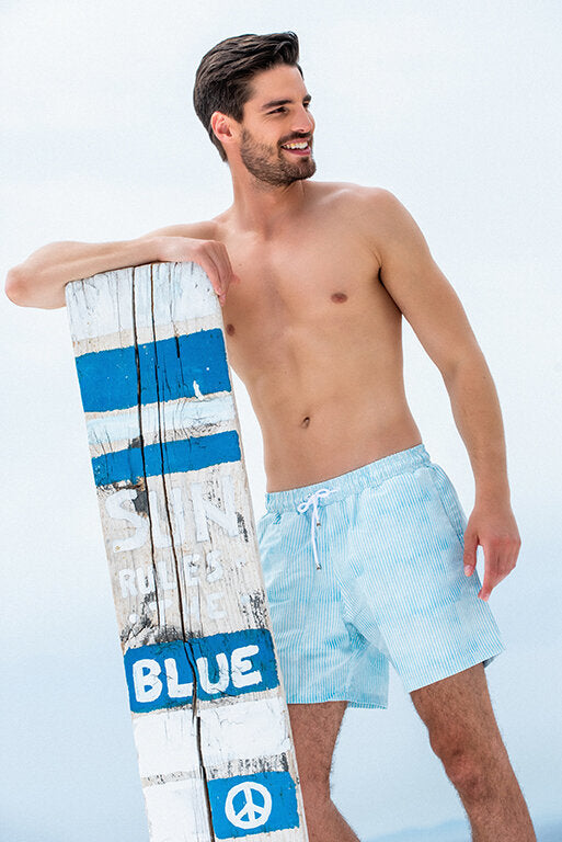 Blue Watercolor Striped
