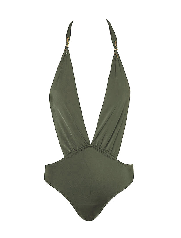 Monokini with snake - Khaki