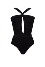 Load image into Gallery viewer, Black Cross Halter Wrap Swimsuit
