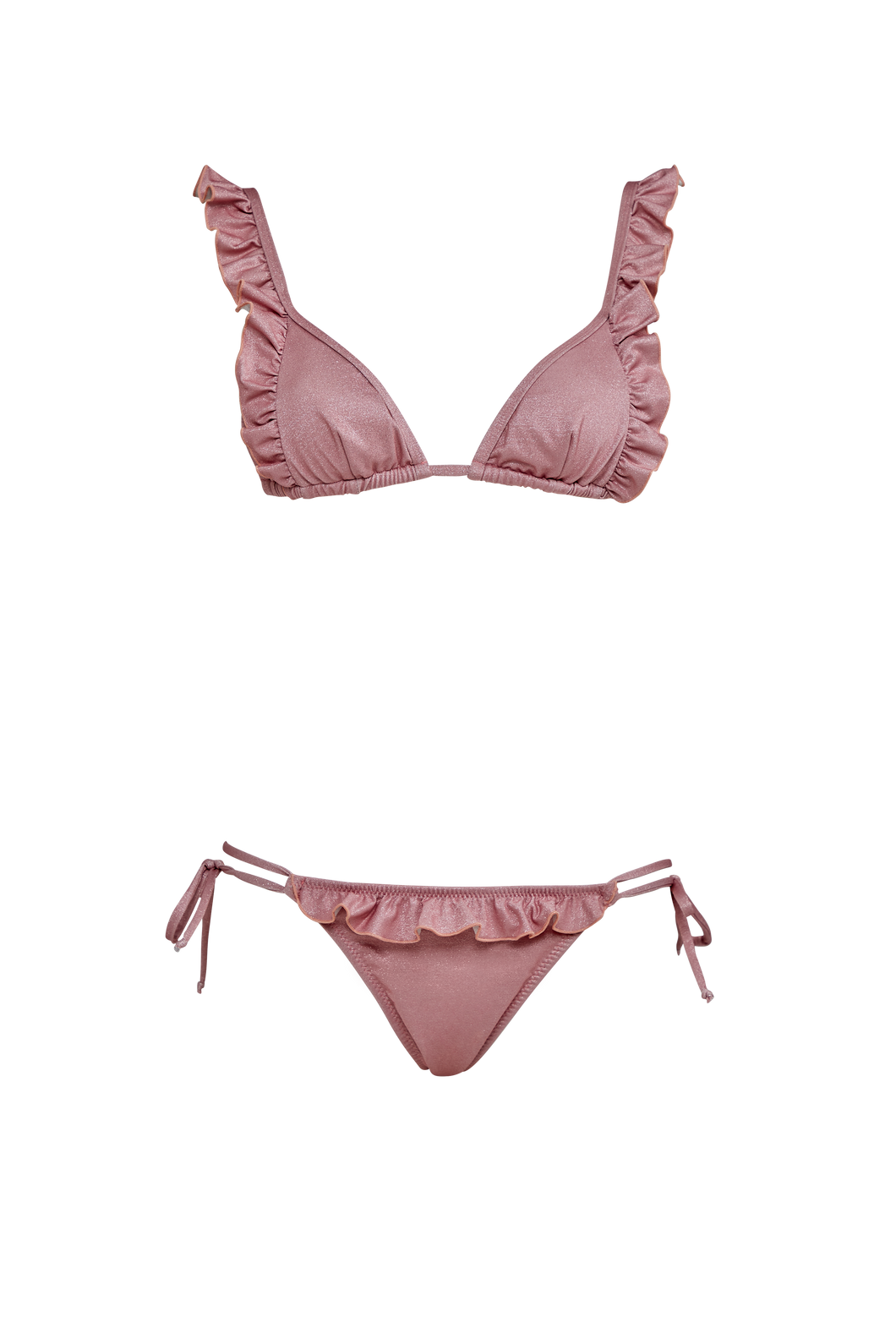 Pink Lurex Ruffles Bikini
