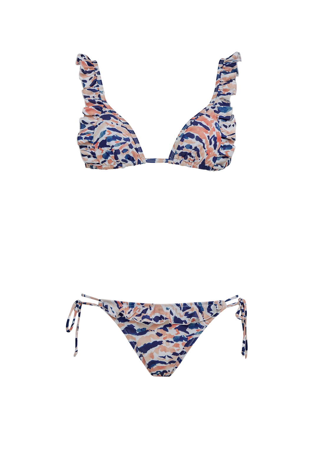 Zebra Lines Print Ruffles Bikini