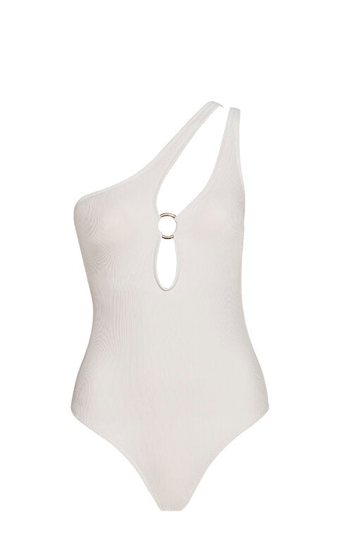 Capri White One Shoulder Swimsuit