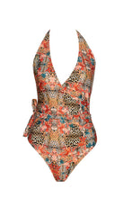 Load image into Gallery viewer, Animal Print Halter Wrap Swimsuit
