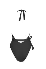 Load image into Gallery viewer, Black Halter Wrap Swimsuit
